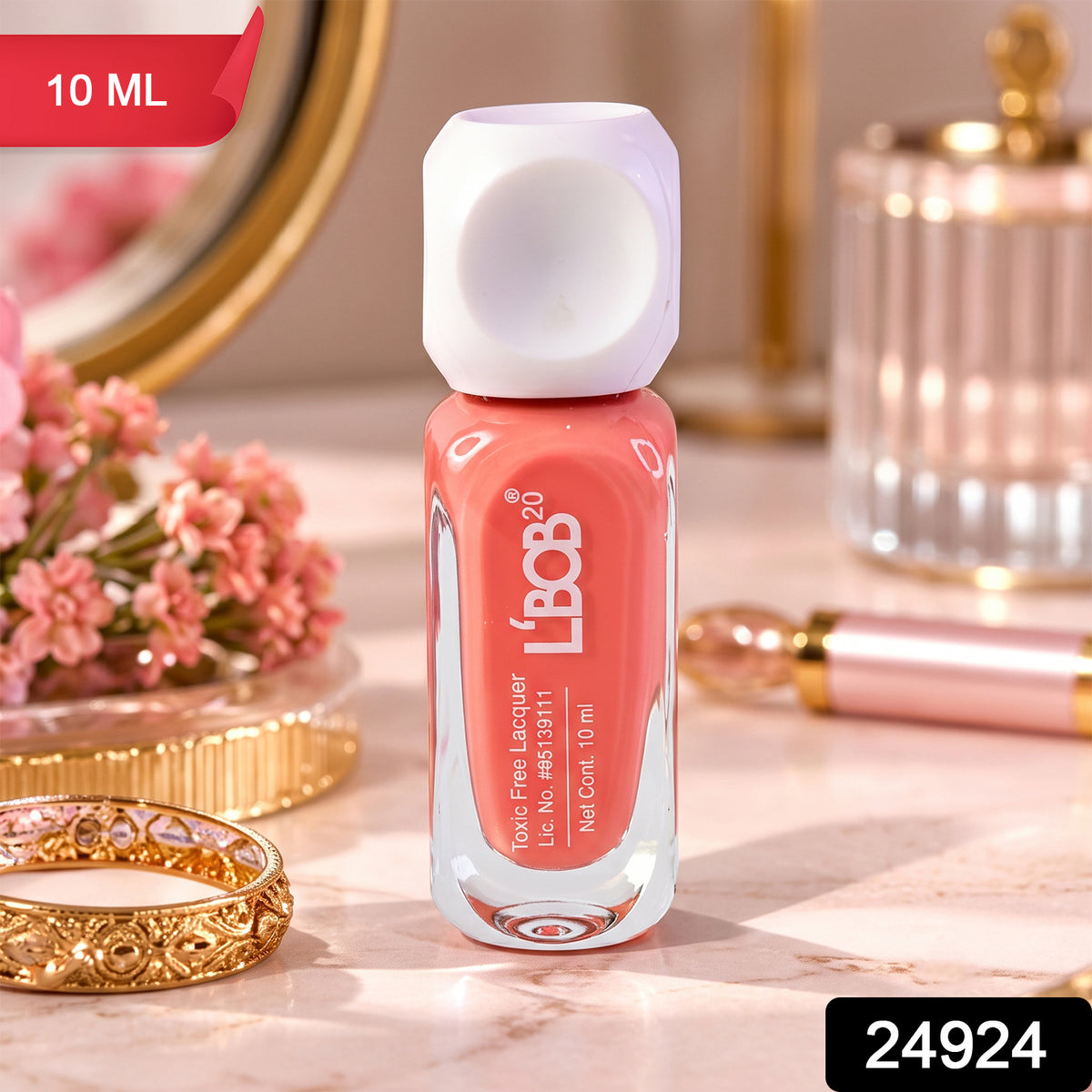 Peach Pink glossy nail polish, 10 ML, supplied SKU photo