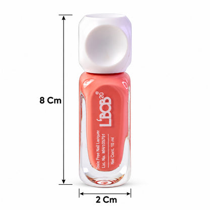 Peach Pink glossy nail polish, 10 ML, dimensions