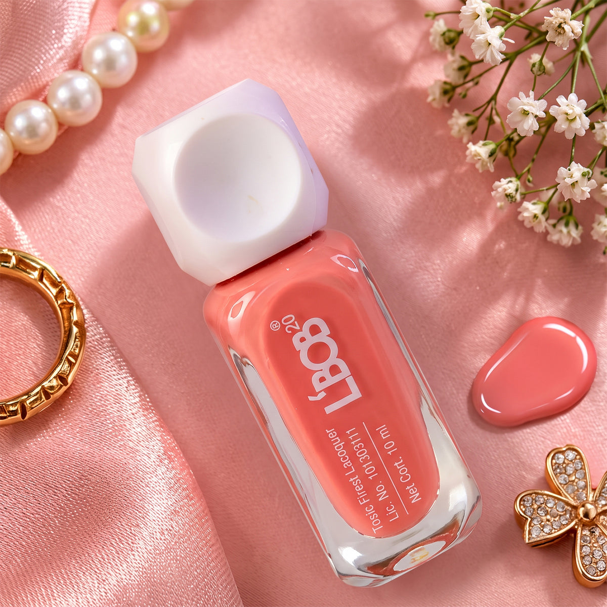 Peach Pink glossy nail polish, 10 ML, product view 8