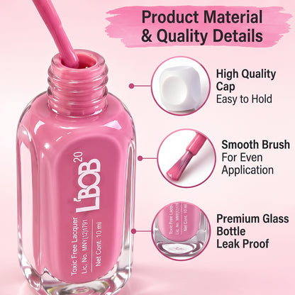 Rose Pink glossy nail polish, 10 ML, product view 4