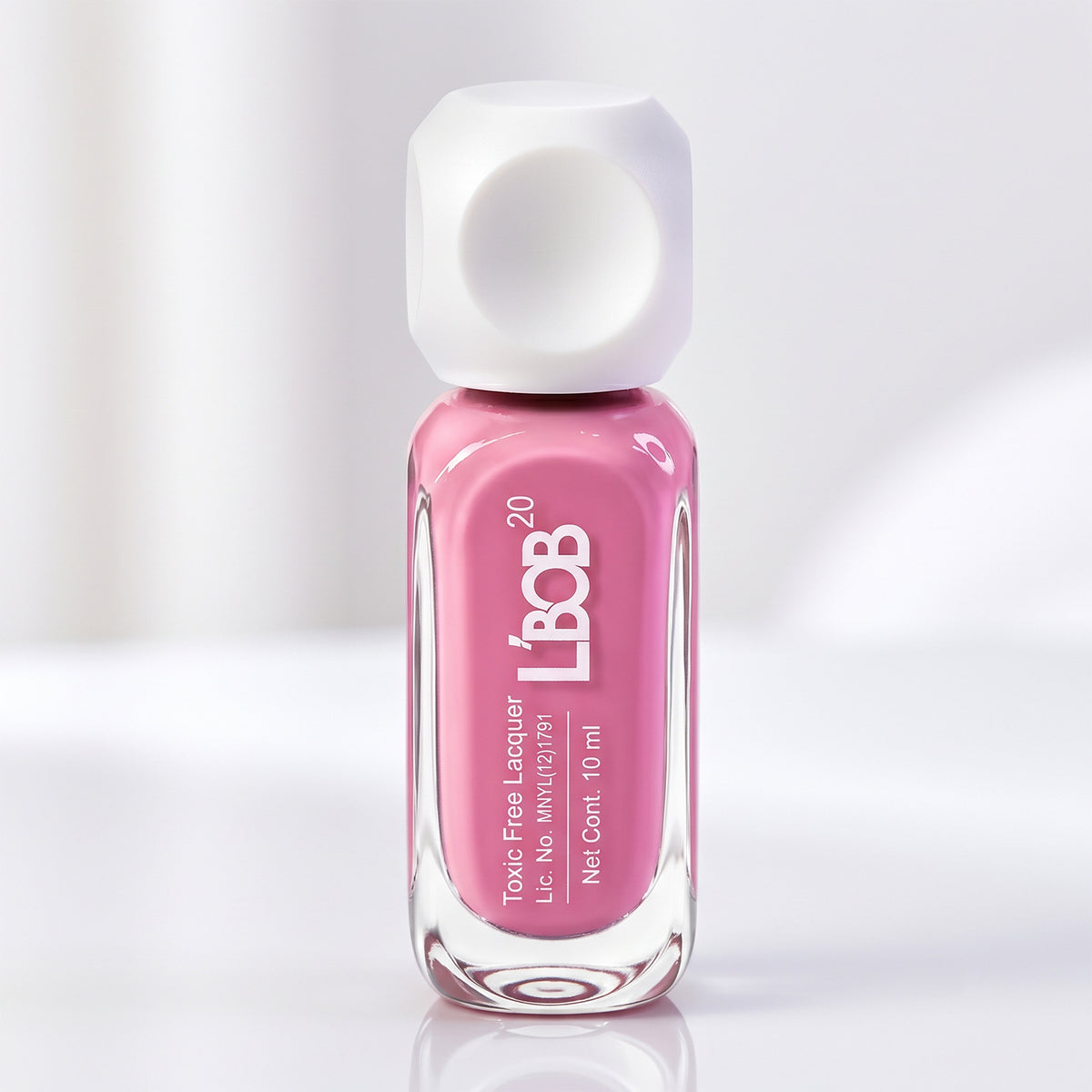 Rose Pink glossy nail polish, 10 ML, white background view