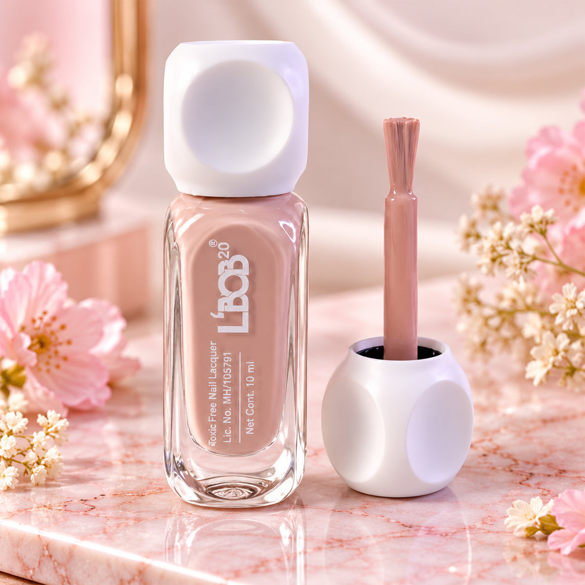 Nude Pink glossy nail polish, 10 ML, product detail view 10