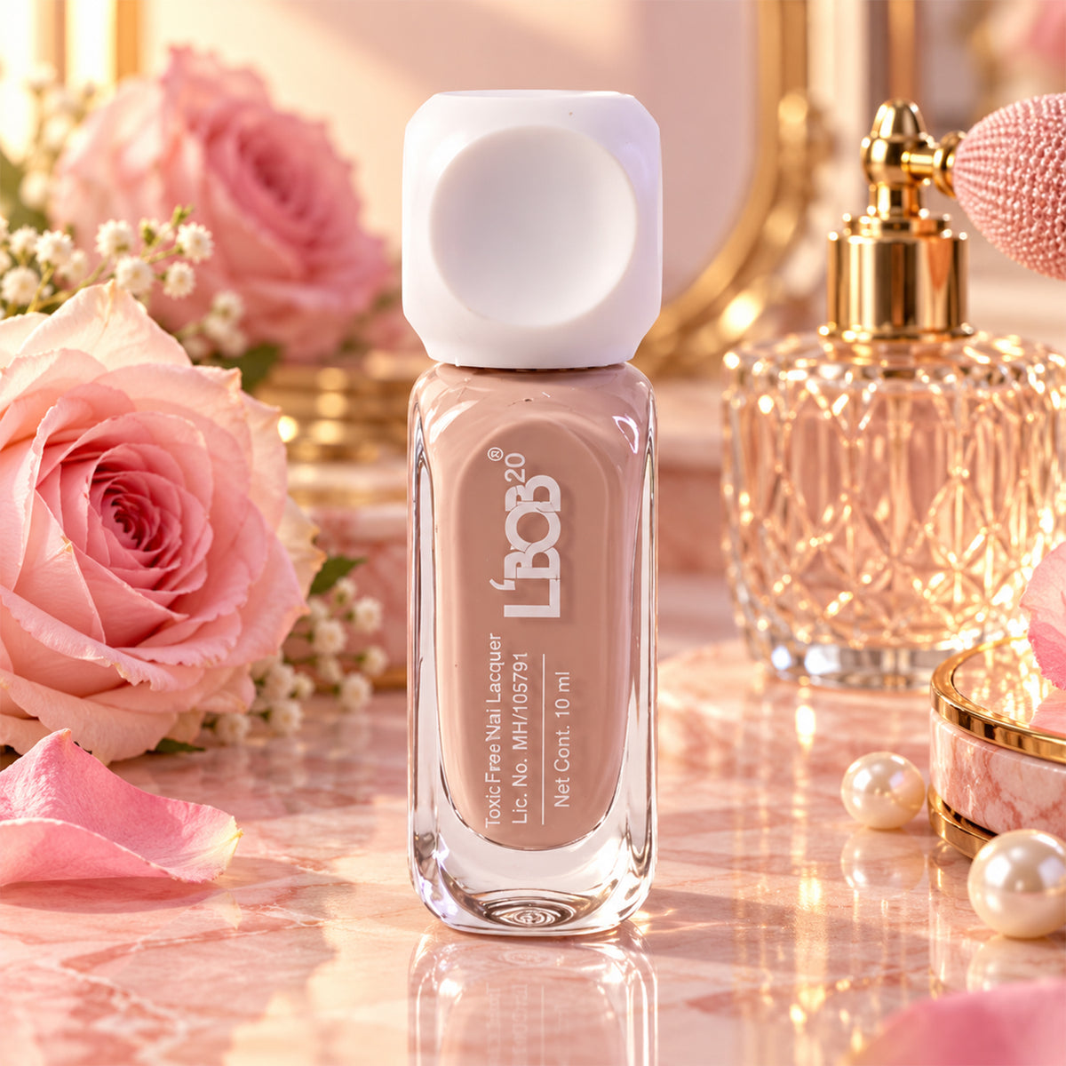 Nude Pink glossy nail polish, 10 ML, product detail view 3