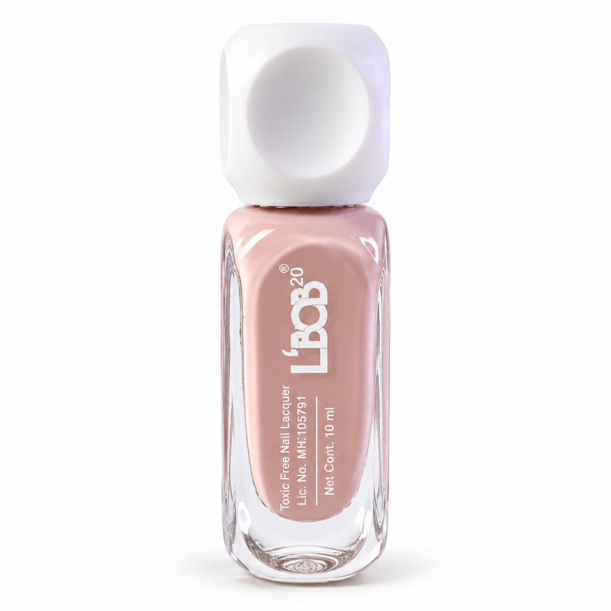 Nude Pink glossy nail polish, 10 ML, white background view