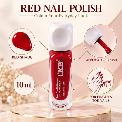 Red glossy nail polish, 10 ML, product detail view 8