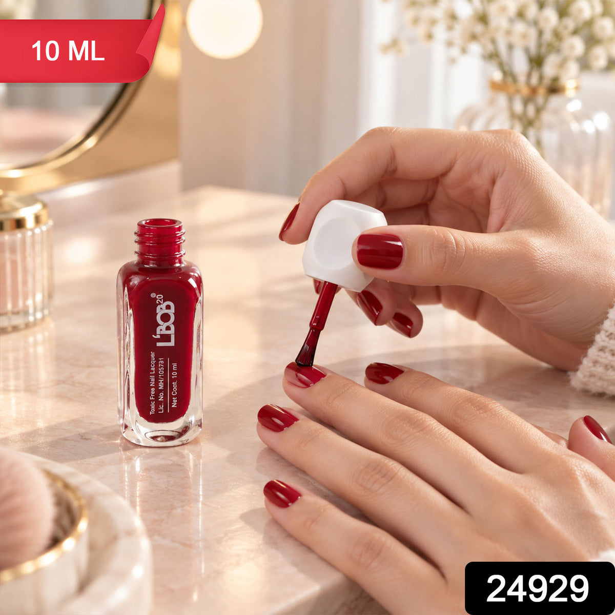 Dark Red glossy nail polish, 10 ML, supplied SKU photo