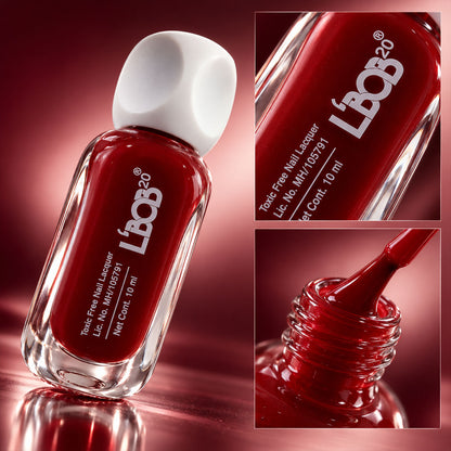 Dark Red glossy nail polish, 10 ML, product detail view 4