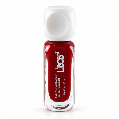 Dark Red glossy nail polish, 10 ML, white background view