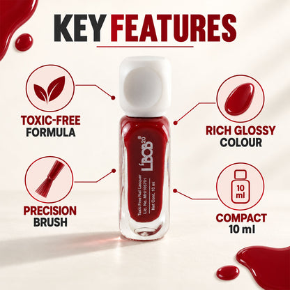 Dark Red glossy nail polish, 10 ML, product detail view 8