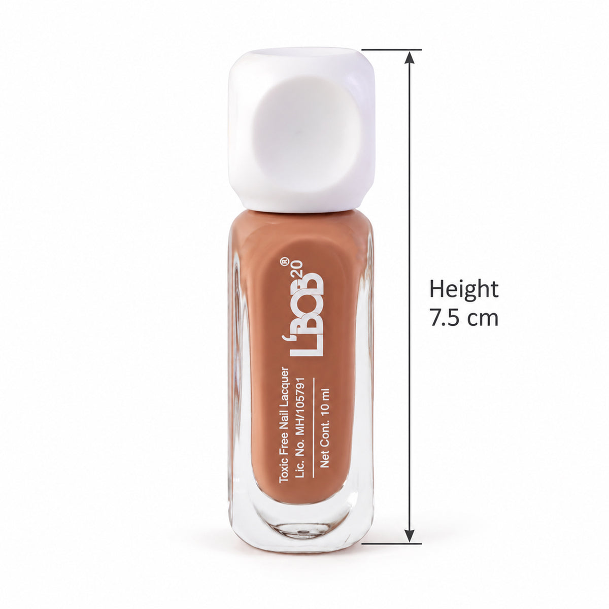 Nude Brown glossy nail polish, 10 ML, bottle dimensions