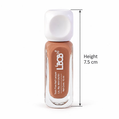 Nude Brown glossy nail polish, 10 ML, bottle dimensions
