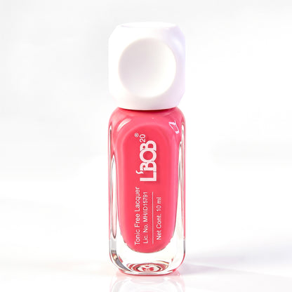 Bright Pink glossy nail polish, 10 ML, white background view