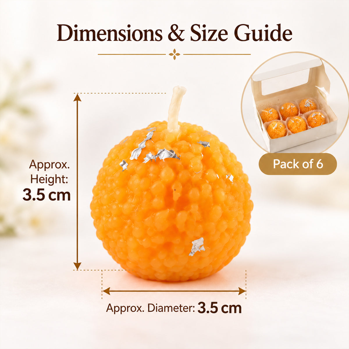 Orange Laddu Shape Wax Candles