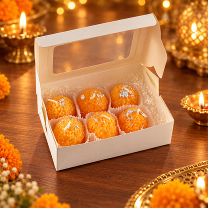 Orange Laddu Shape Wax Candles