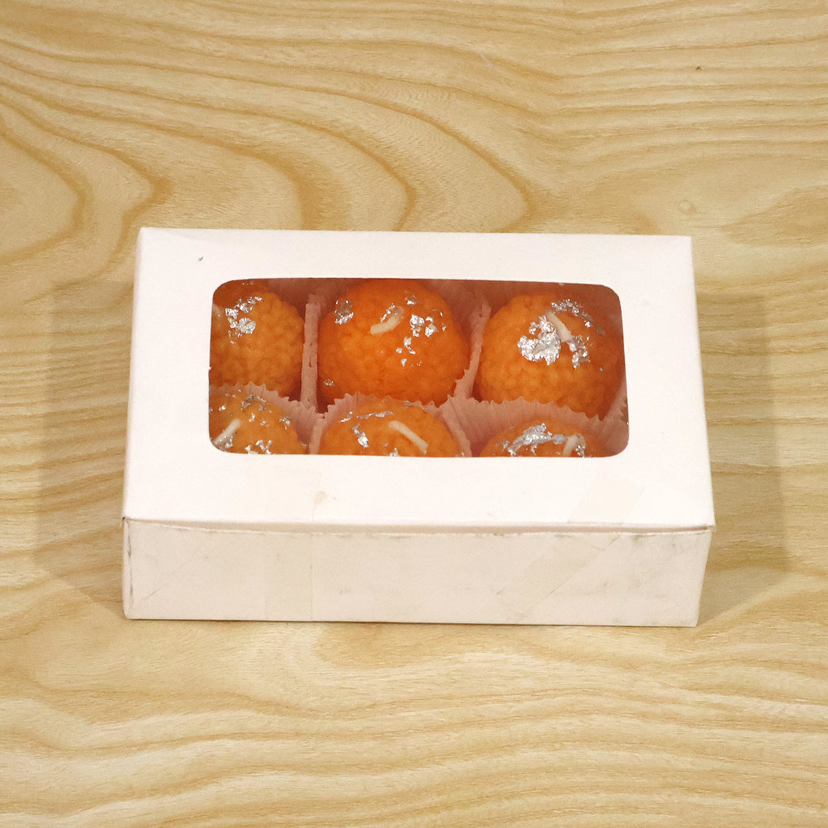Orange Laddu Shape Wax Candles