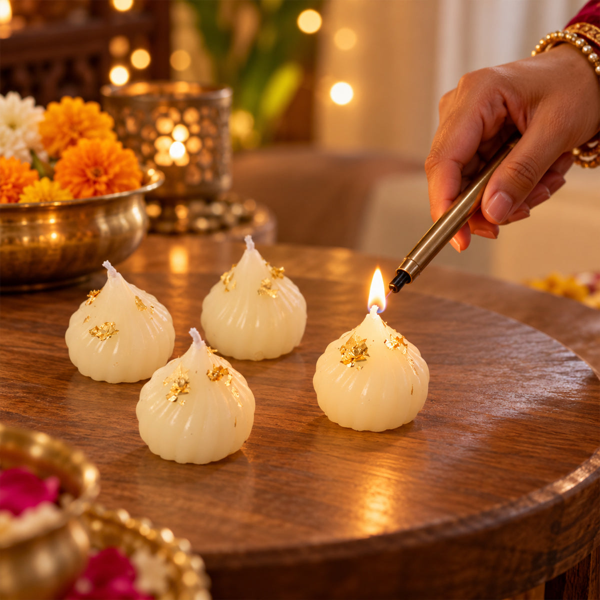Modak shape decorative wax candles 04