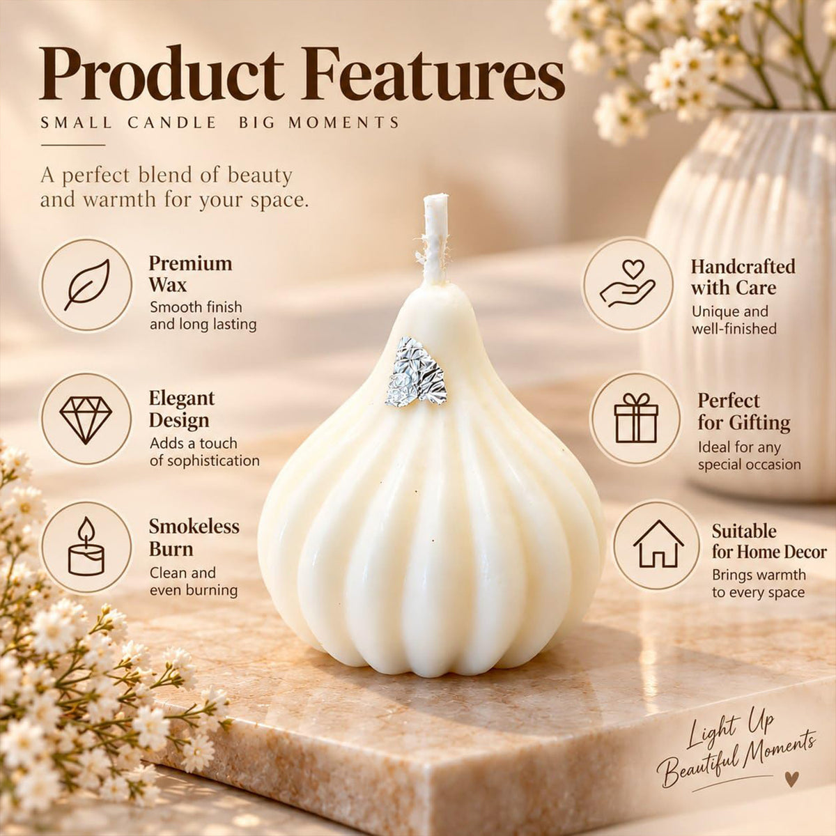 Modak shape decorative wax candles 06