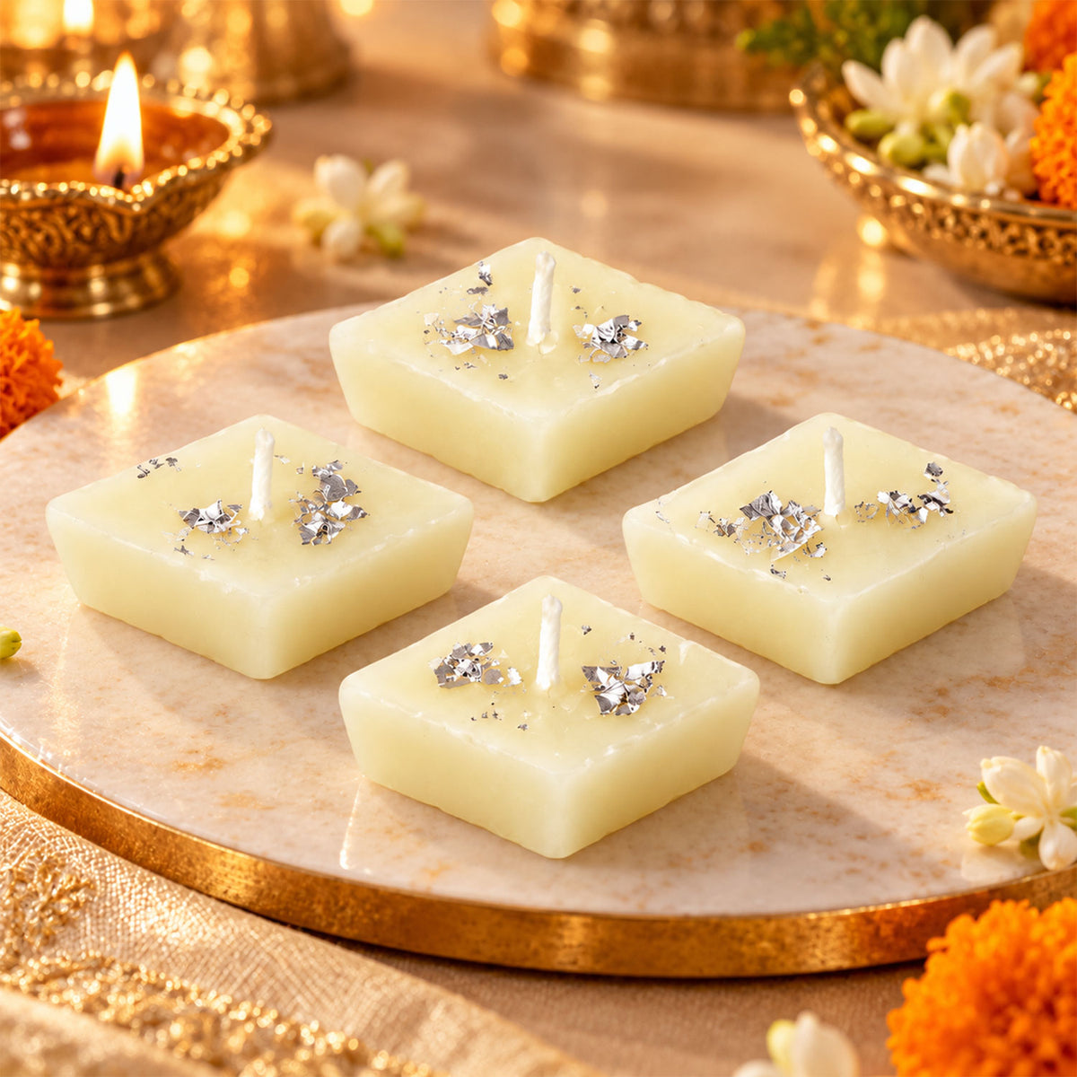 Barfi design diamond shape decorative wax candles 03.jpg