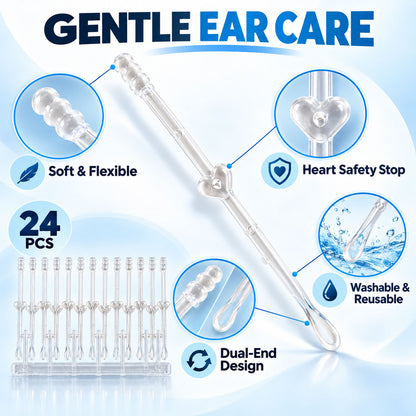 Dual ended silicone ear cleaning sticks with ribbed tip loop end and holder 03