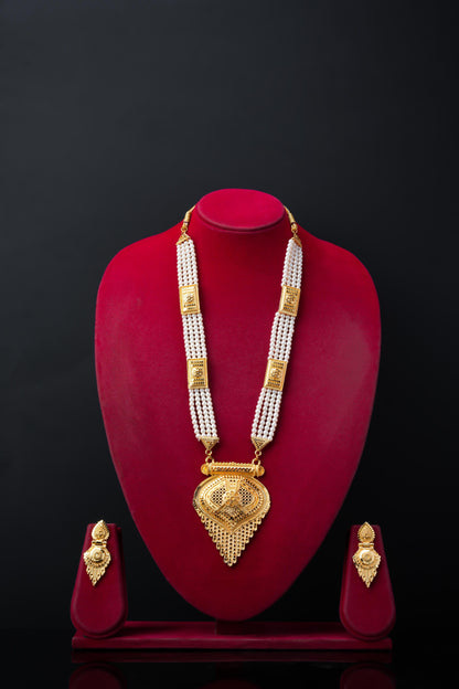 Moti Necklace Set With Earrings | Gold Plated Jewellery Set