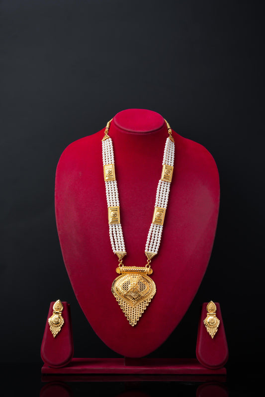 Moti Necklace Set With Earrings | Gold Plated Jewellery Set