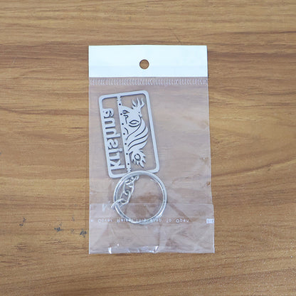 Krishna Face Engraved Metal Keychain – Rectangular Divine Design