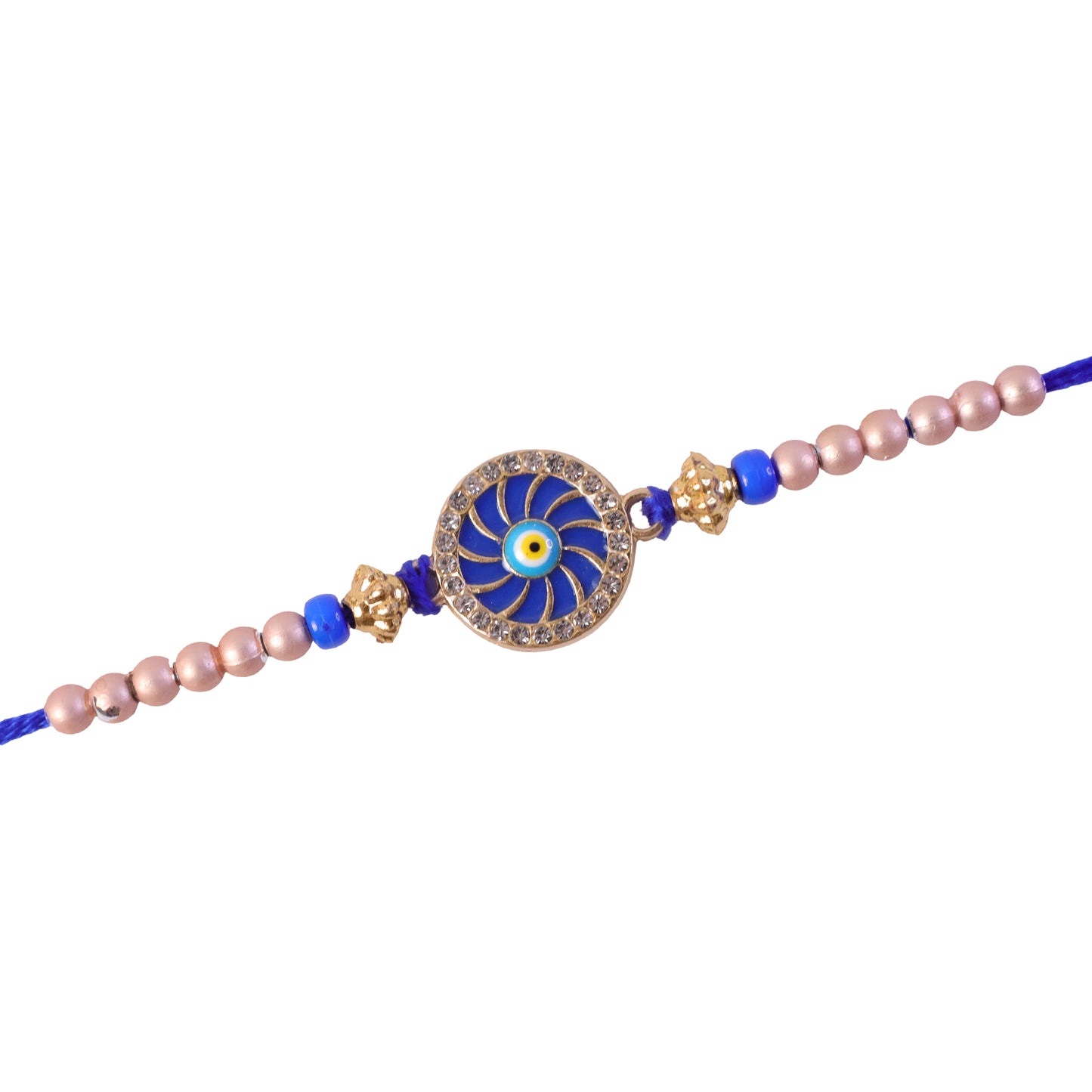 Swirl Enamel Nazar Evil Eye Studded Stylish Beads Designer Rakhi