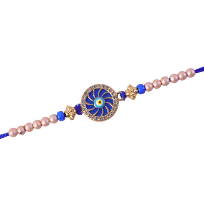 Swirl Enamel Nazar Evil Eye Studded Stylish Beads Designer Rakhi