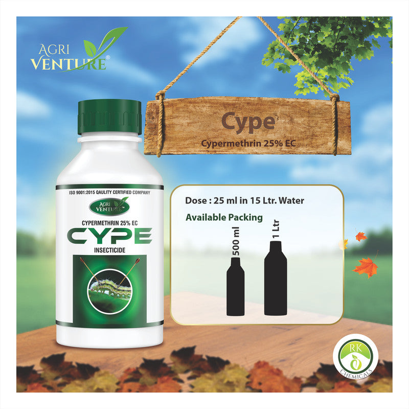 AgriVenture CYPE ( Cypermethrin 25% EC ) Insecticide, Pyrethroid Ester Group of Insecticides(500Gm,1000Gm)