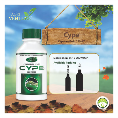 AgriVenture CYPE ( Cypermethrin 25% EC ) Insecticide, Pyrethroid Ester Group of Insecticides(500Gm,1000Gm)