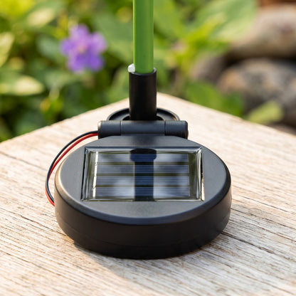 Solar panel base detail for flower garden light