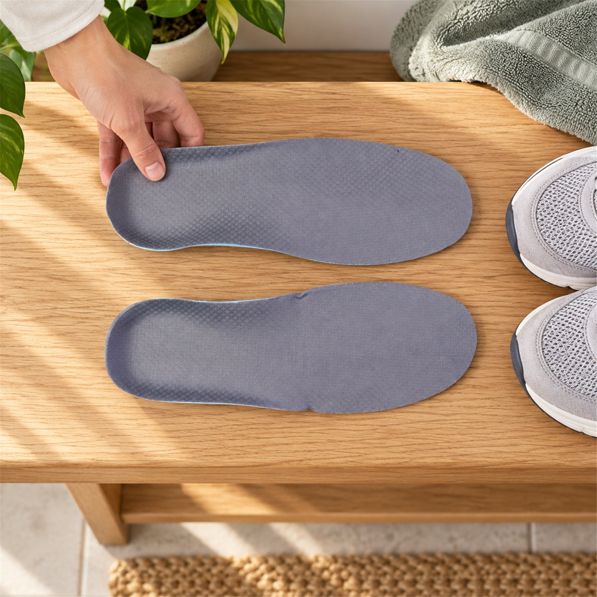 Cushioned shoe insoles top view