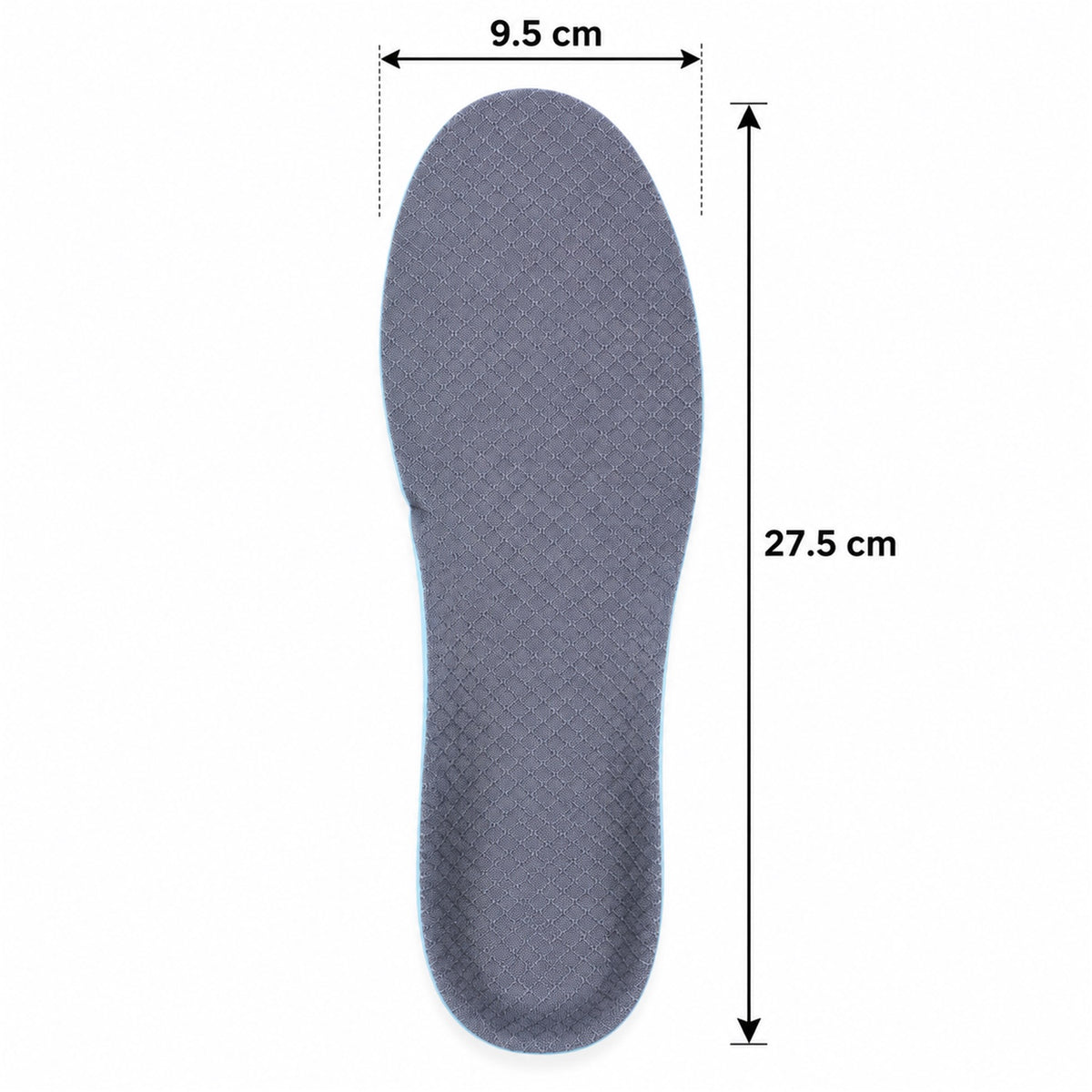 Cushioned shoe insole dimensions 27.5 x 9.5 cm