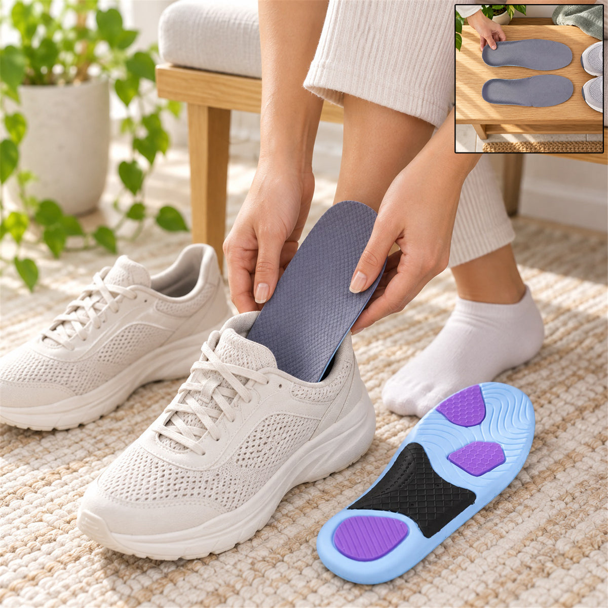 Using cushioned shoe insole