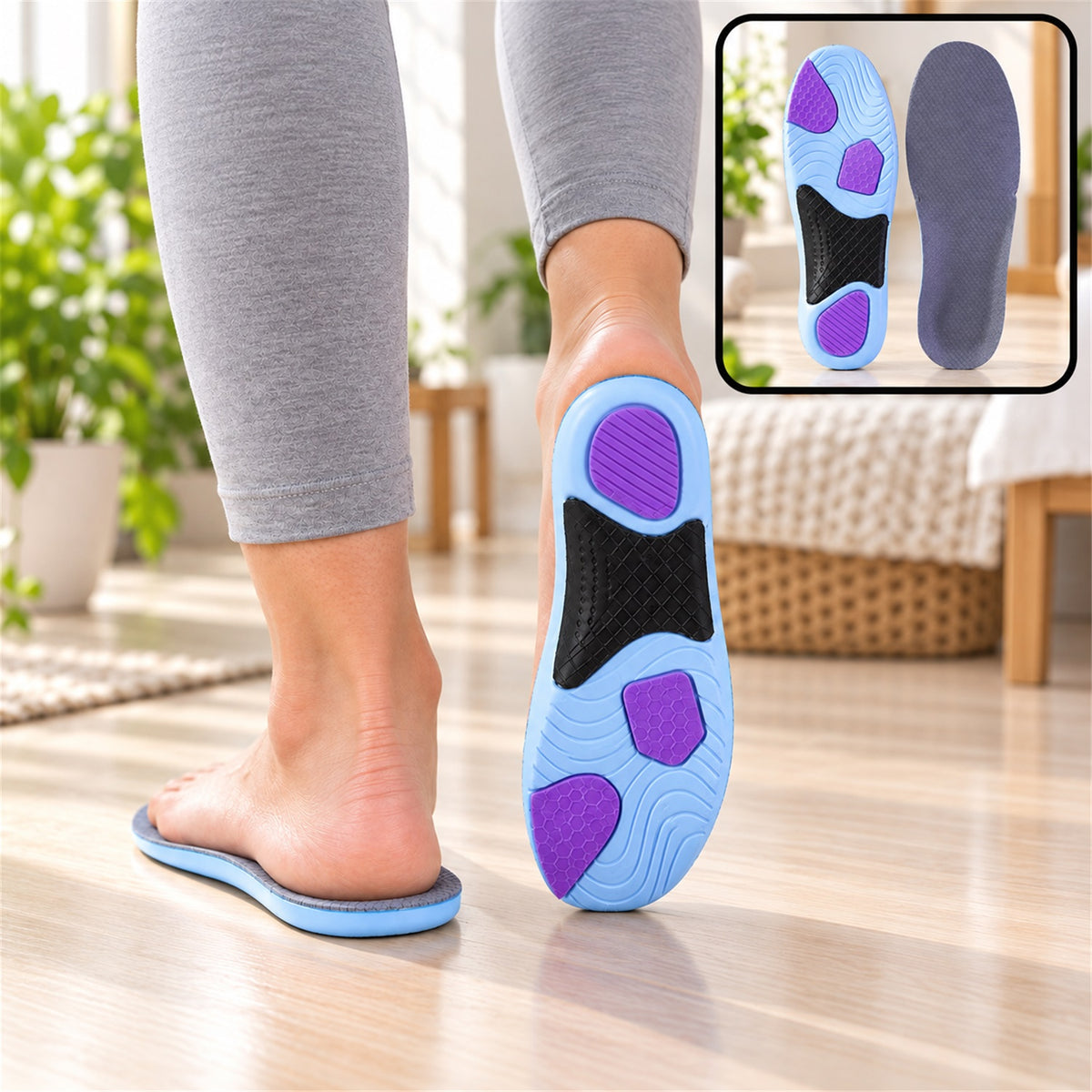 Cushioned insoles worn for comfort