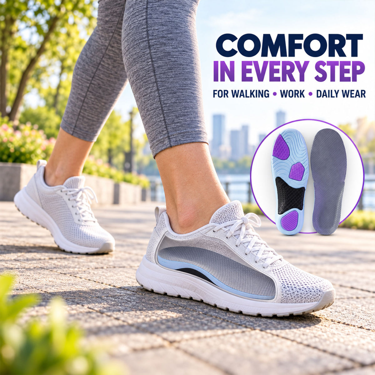 Comfort insoles for walking work and daily wear