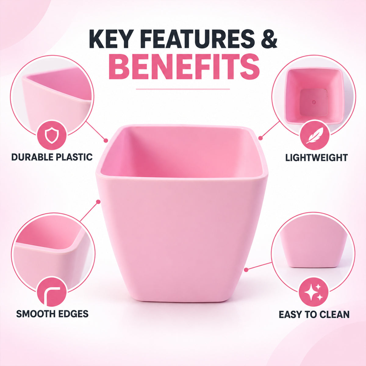 Plastic flower pot surface and edge details
