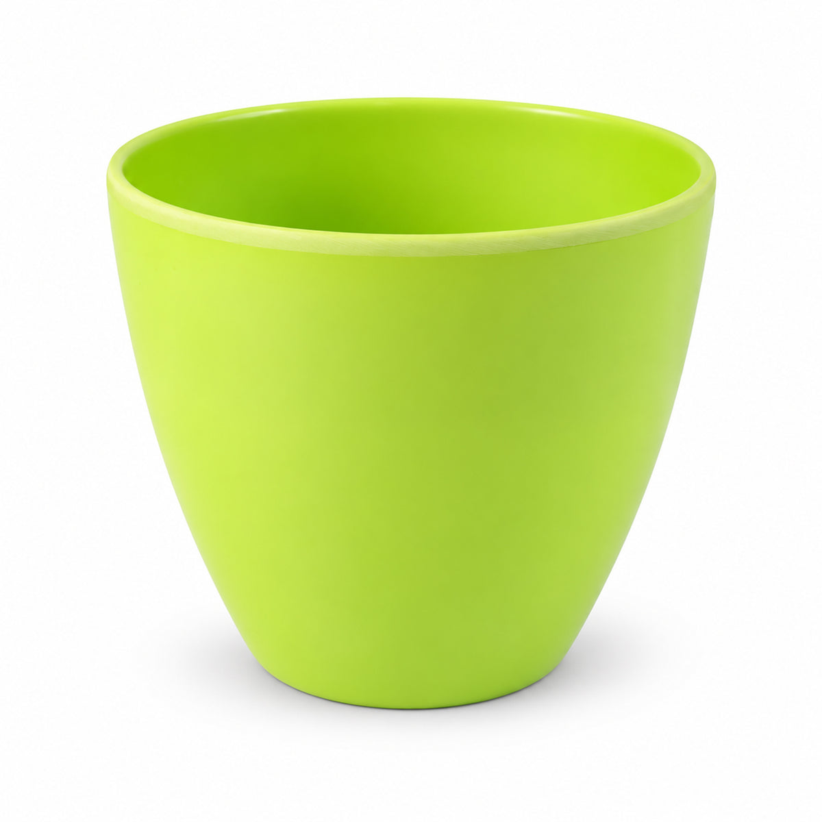 Decorative plastic flower pot on white background