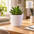 Decorative Ribbed Plastic Flower Pot for Indoor Outdoor Plants and Modern Decor
