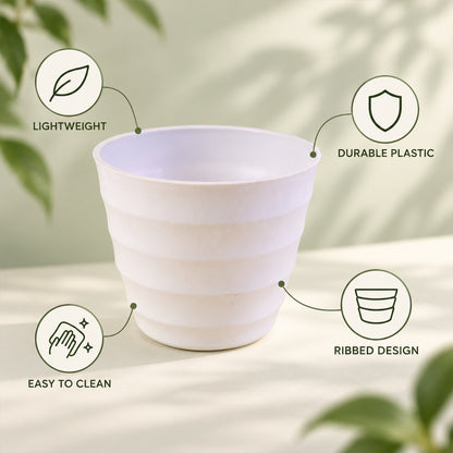 Decorative ribbed plastic flower pot - view 4