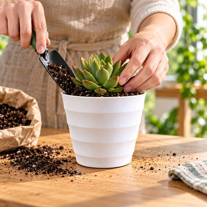 Decorative ribbed plastic flower pot - view 7