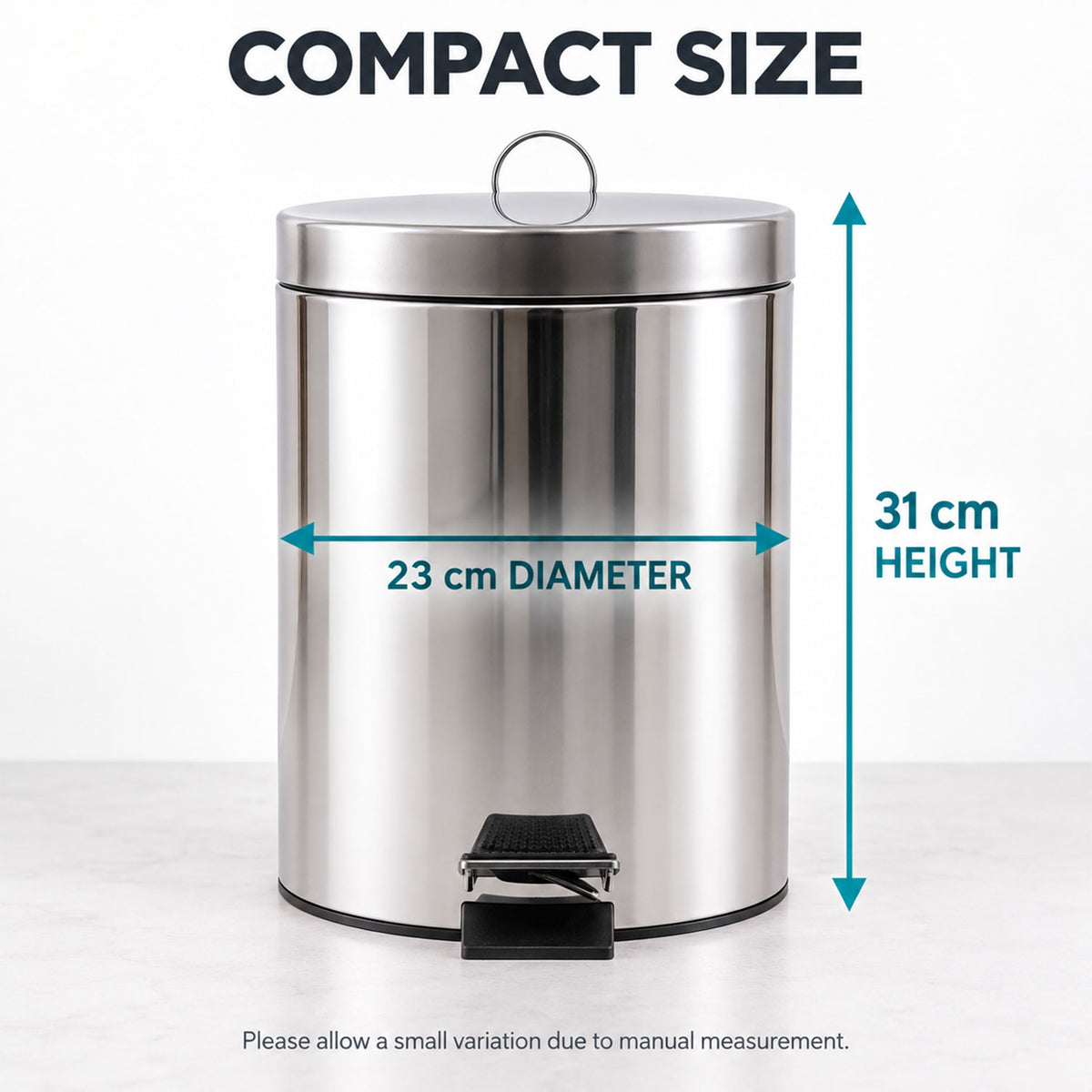 8 litre pedal dustbin dimensions 31 by 23 cm
