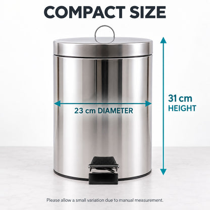 8 litre pedal dustbin dimensions 31 by 23 cm