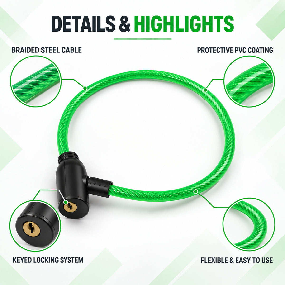 Braided Steel Cable Lock Features