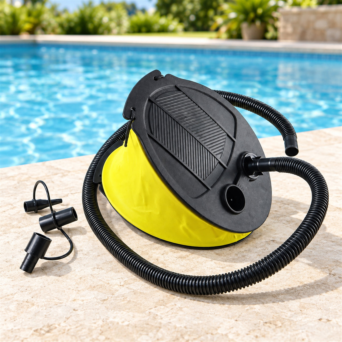 Foot pump flexible hose and adapters