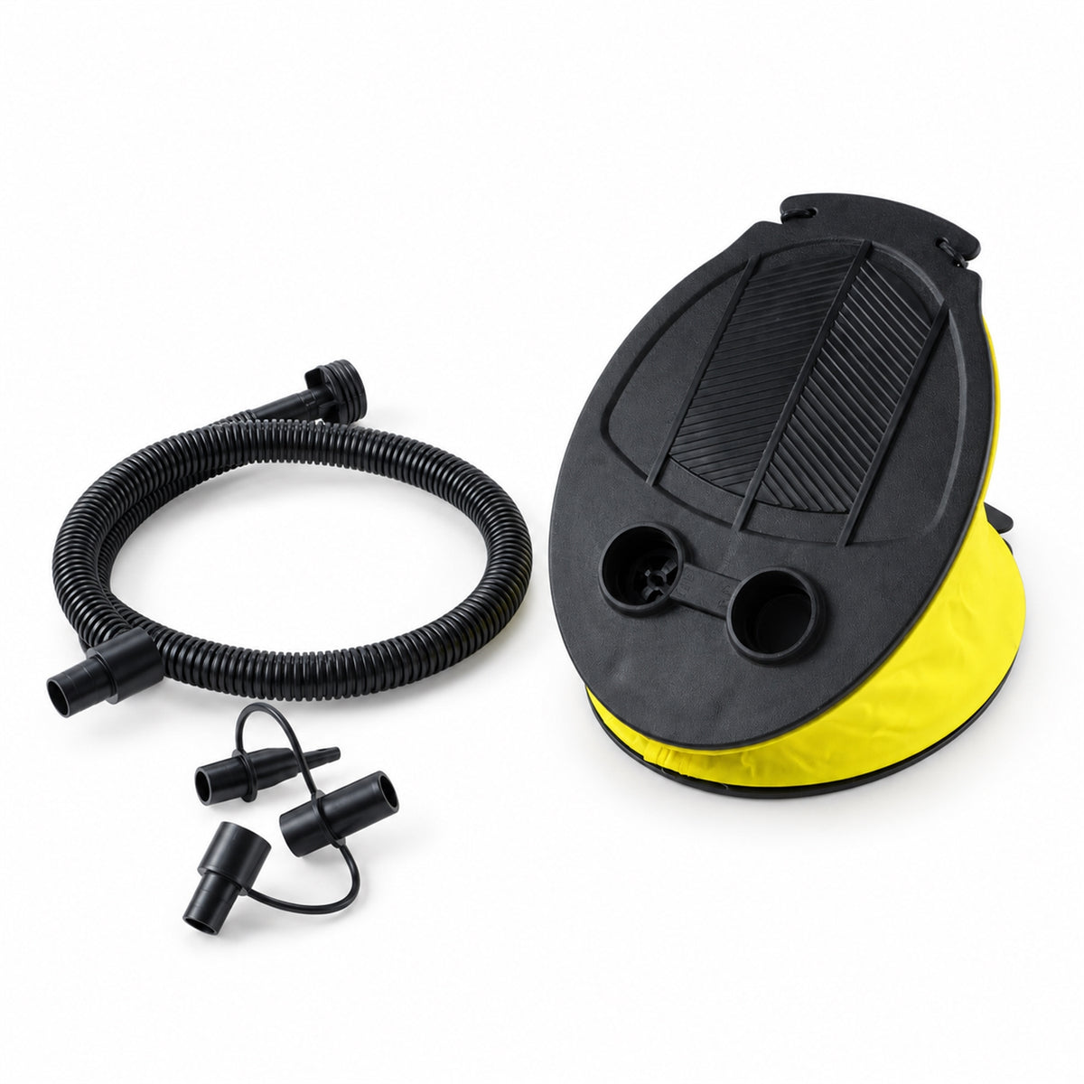 Foot air pump set on white background