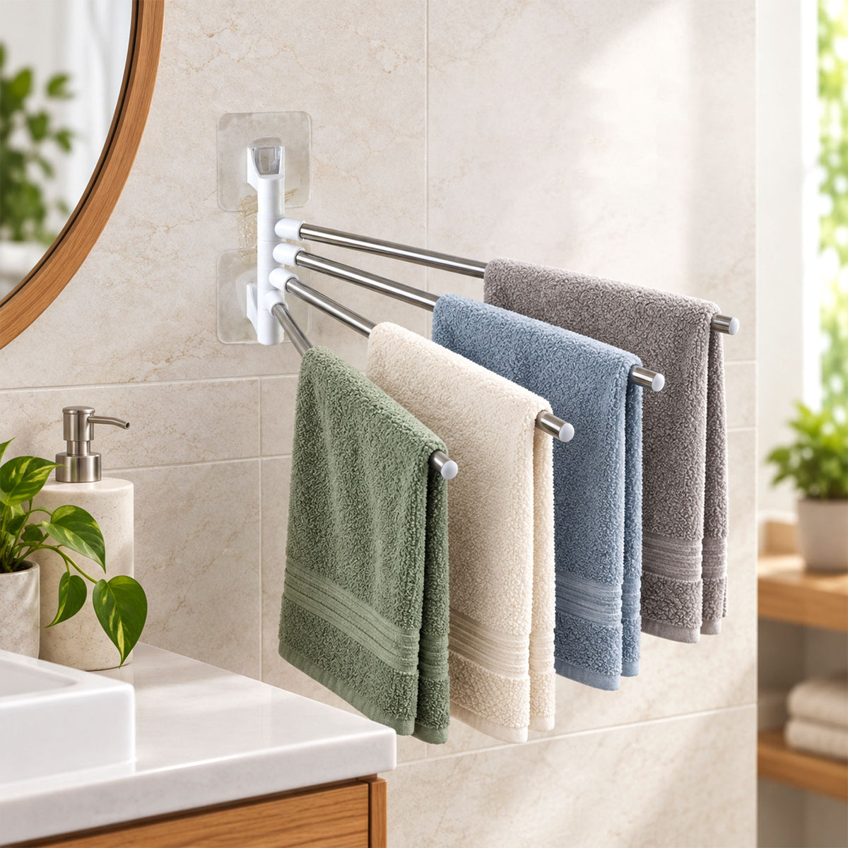 Four bar swivel wall mounted towel rack 01