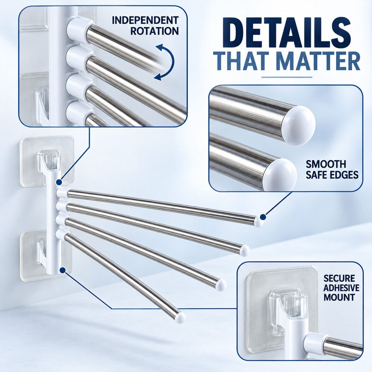 Four bar swivel wall mounted towel rack 03