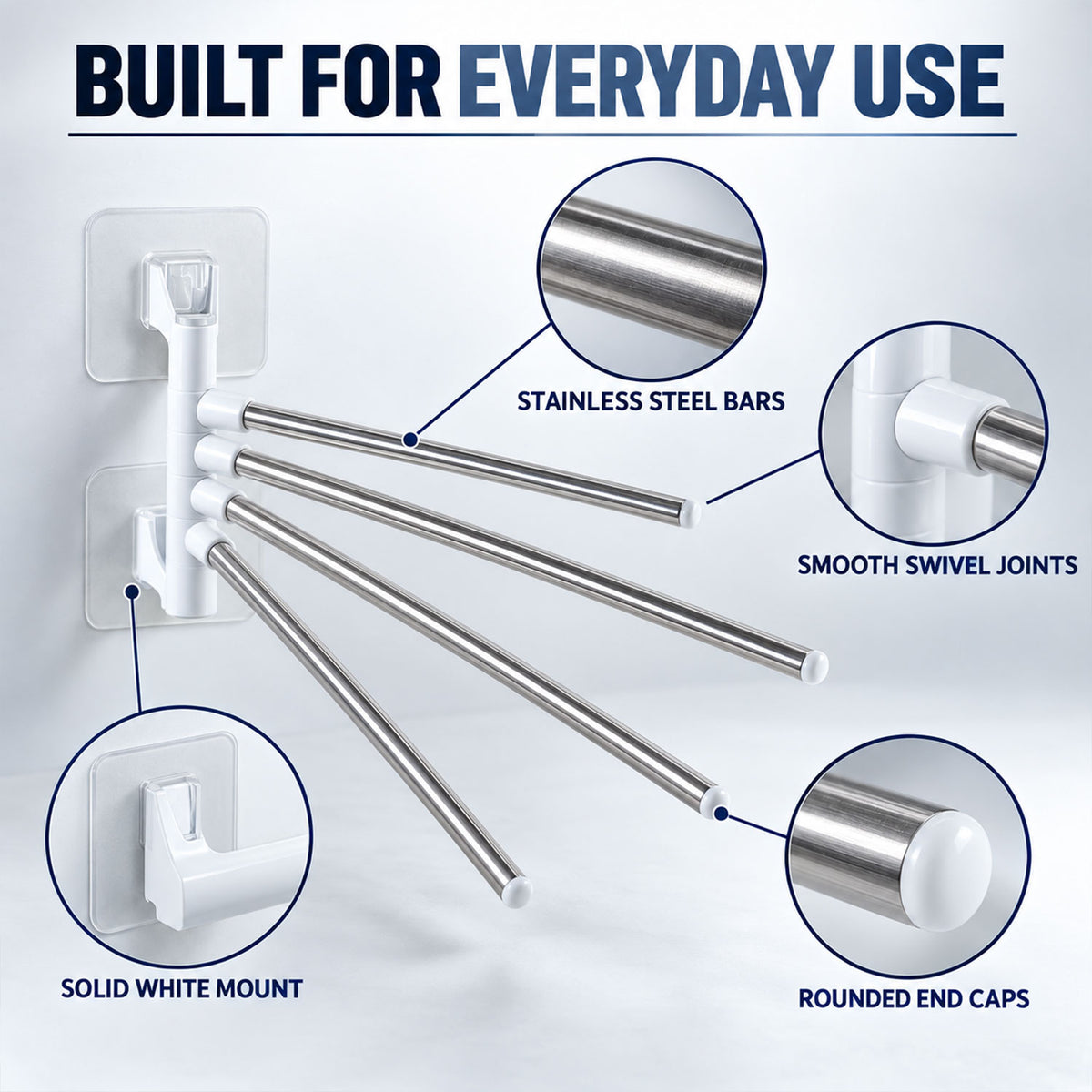 Four bar swivel wall mounted towel rack 04