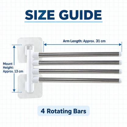 Four bar swivel wall mounted towel rack approximate 31 Cm arms and 13 Cm mount height